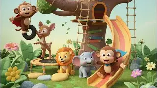 Happy Animal Friends Playing Together 🐵🦁🐼 | Fun Kids Cartoon #Shorts