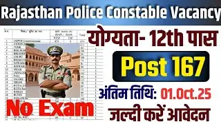 Rajasthan Sports Quota Police Recruitment Rajasthan 2025 || Rajasthan Police Sports || New Vacancy