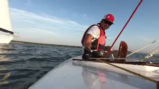 Force 5 sailing for the first time, what a fun boat.  Very easy to flip