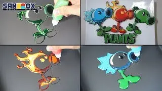 Plants VS Zombies Pancake art - peashooter, ice peashooter, fire peashooter