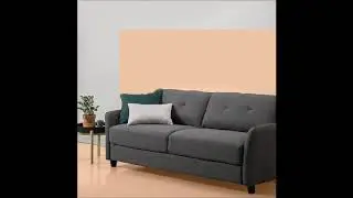 Zinus Contemporary Upholstered 78in Sofa Living Room Couch  Dark Grey