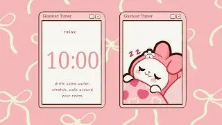 My Melody Pomodoro Timer 5x60 ADHD Focus Session Study with Me 📚🎀 Cozy Music, Soft Brown Noise