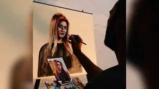 How to make a potrat acrylic colour on canvas #art #youtubeshorts