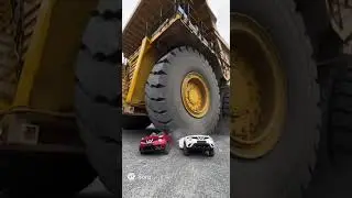A massive mining dump truck runs over a couple of Nissan Jukes #cars #automobile #aivideo #cartok