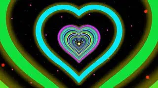 Neon color, neon heart tunnel with romantic abstract glow particles