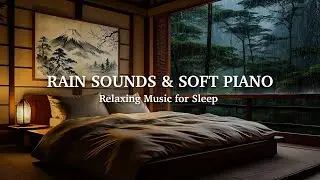 Deep Sleep On Rainy Day 😴 Soothing Piano Music and Soft Rain in Warm Room for Sleep, Stress Relief