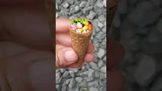 Chocolate fill cone with colourful bites today #shorts#chocolate#cone