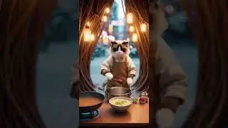 Street Food: A Ragdoll Cat selling Kitsune Udon (Udon with Fried Tofu) at River Twin Root Gate
