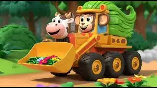 Monkey, Lion & Cow Jungle Machine Adventure 🚜🌴 | Fun Animal Cartoon