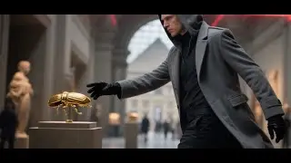 News report on the Louvre heist of a golden scarab amulet