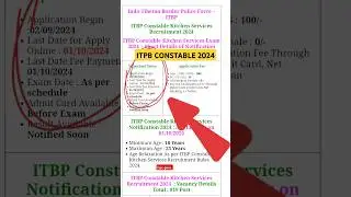 ITBP CONSTABLE NEW VACANCY 2024 #itbp #itbpconstable #shorts #itbprecruitment #ITBP2024 #viralvideo