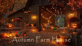 RUSTIC AUTUMN FARMHOUSE-HALLOWEEN AMBIENCE-FALLING LEAVES-SCARECROWS-GHOSTS-JACK O LANTERNS🎃🍁