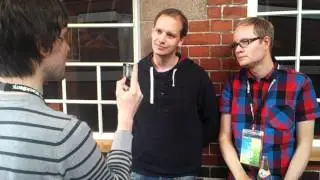 Peter Sunde and Linus Olsson of Flattr being interviewed