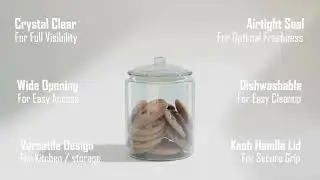 Clear Airtight Glass Jar for Cookies, Candy & Pantry Essentials - Display, Store & Serve