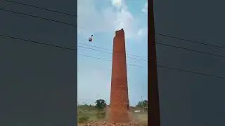 Giant Red Brick Chimney Collapses Into Ruins Instantly After Being Hit by a Heavy Hammer!