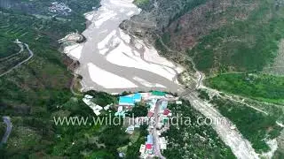 Sukhi village above Ganga valley, en route Harsil: aerial view