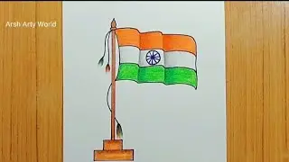 How To Draw Indian Flag With Colour Pencils | Very Beautiful Indian Flag Drawing | Flag Drawing ||