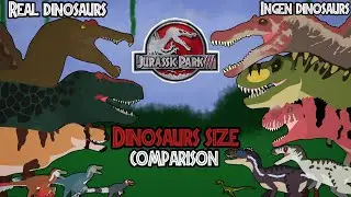 Jurassic Park 3 size Comparison with Real Dinosaurs ANIMATION (Stick Nodes)
