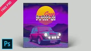 Create Vaporwave Aesthetic Mini Cooper Cover Art - Tutorial Photoshop CC 2020