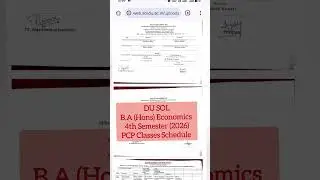 DU SOL B.A (Hons) Economic 4th Semester PCP Classes Schedule 2025-26 Session #dusol #ba  #classes