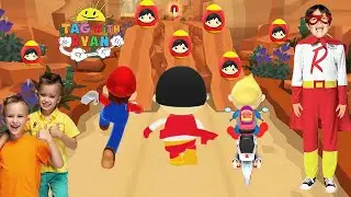 Tag with Ryan vs Vlad and Niki vs Super Mario Run - Mystery Surprise Egg Search Video Red Titan