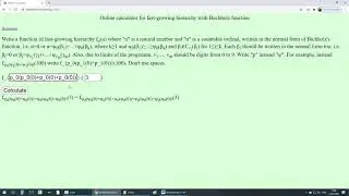 Online calculator for fast-growing hierarchy with Buchholz function: Examples of work