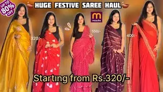 *HUGE FESTIVE SAREE HAUL* FROM MEESHO AND AMAZON🪔|  PARTYWEAR SAREE✨
