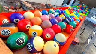 Wooden Antique Marble Run with Slope and Spinning Billiard Balls
