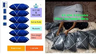 ERANC Polyester Fibre Sleeping Pillow Pack of 6 Solid  (Blue) unboxing | flipkart