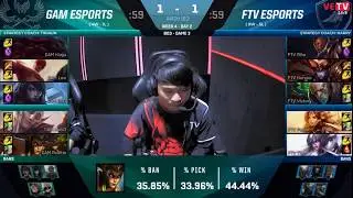 GAM vs FTV Game 3 VCS Spring 2020 W4D2 | By Global Esports