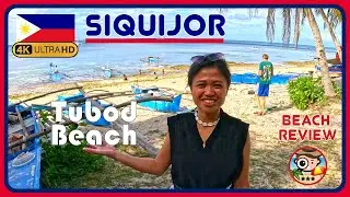 🙌Tubod Beach Siquijor 🇵🇭 (Magical quiet beach! Popular for diving!) 4K Walking Tour / 4K Beach Walk