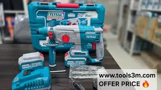 Cordless Rotary Hammer Drill 20V Dual Battery Total Brand THRLI202287