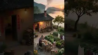 Grandma and Girl Share a Meal in the Yard | Peaceful Village Lunch #villagelife #peacefulmoments