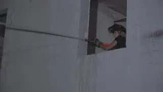 First Coast News reporter breaks down door, uses firefighter hose at Ancient City Fire Expo