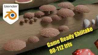 Game Ready Shiitake Mushrooms in Blender Complete Timelapse Unedited