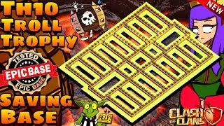 Clash Of Clans | Best TH10 Troll Trophy Base | Th10 Trophy Push Base | + Replay's | Coc