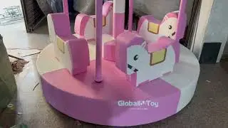 Soft Play Pink Carousel Ride for Kids | Indoor Rotating Pony Ride by Globalltoy