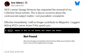 Ana Valens Quits Waypoint Over Getting Censored