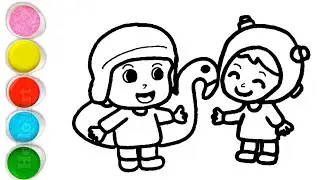 Cute Pocoyo Duck With Nine Drawing, Painting and Coloring For Kids and Toddlers_ Easy Drawing