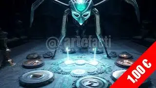 Futuristic Ritual Platform with Alien Energy Beams Stock Video