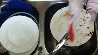 Wash dishes with me. ASMR (Using vinyl gloves)