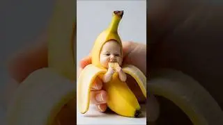 Baby banana eating 😍🍌 | cutest surreal food art #shorts #shortsfeed #shortvideo #viral #daily