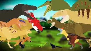 DINOSAUR FIGHT ANIMATION 2D, COMPILATION !! Pivot Animator
