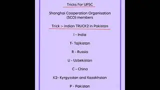 Tricks For UPSC | Shanghai Corporation Organisation ( SCO ) Members | #shorts #ias