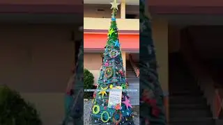 Christmas Tree made by students with waste clothes