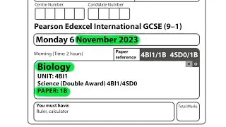 IGCSE | Biology | Paper 1B | November 2023 | Pearson Edexcel
