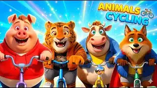 Animals Cycling Fun Song | Animal Sounds Song Kids TV | Zoo Safari Jungle Farm Animals Bike Ride