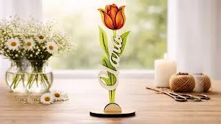 Standing Flower Laser Cut - Personalized Flower Tulip, Rose & Peony Digital Download |#683|