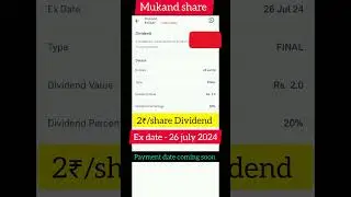 Mukand share Dividend News 🤑🗞️🗞️📰 #dividend 2024
