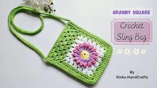 Cute Granny Square Summer Crochet Sling Bag
